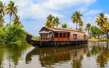 Houseboat on Alleppey backwaters in November